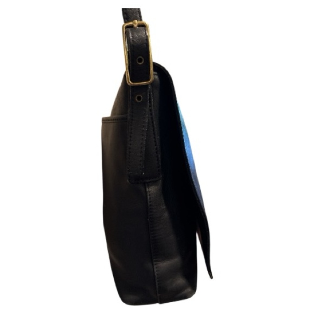 COACH VINTAGE MONTEREY FLAP BLACK LEATHER CROSSBODY PURSE  9829 - Picture 5 of 10
